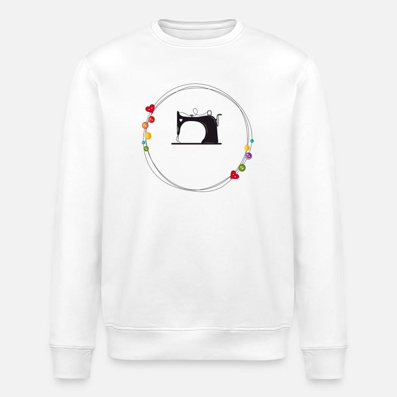nostalgisch stilisierte Nähmaschine mit Knöpfe - Stanley/Stella Unisex Bio-Sweatshirt ROLLER - Weiß