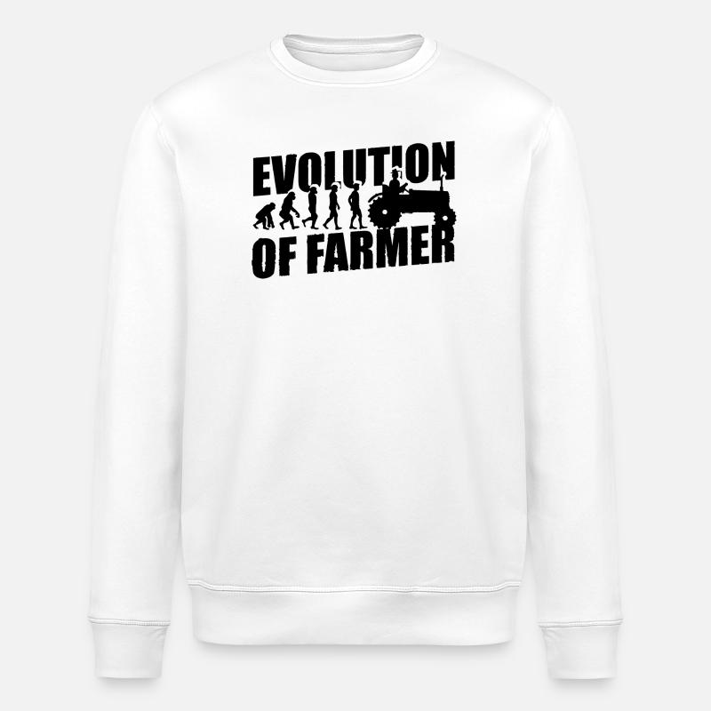 Evolution des Landwirtes Farmer Traktor - Stanley/Stella Unisex Bio-Sweatshirt ROLLER - Weiß