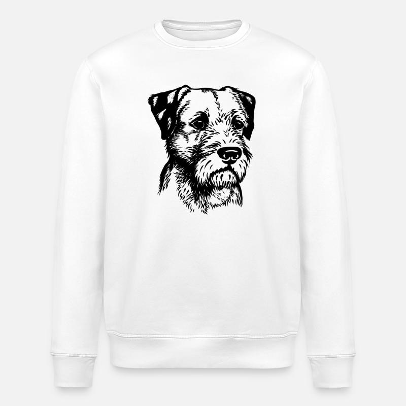 Border Terrier Portrait 1 - Stanley/Stella Unisex Bio-Sweatshirt ROLLER - Weiß