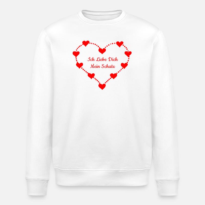 Herz mit Liebesbotschaft für Partner - Stanley/Stella Unisex Bio-Sweatshirt ROLLER - Weiß