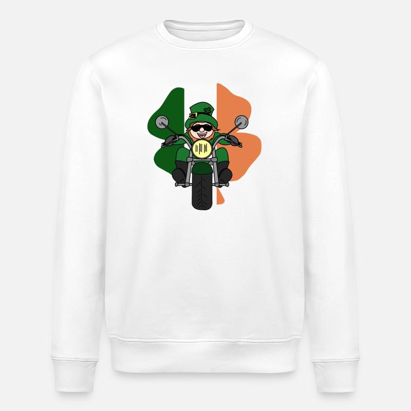 Leprechaun-Motorrad - Stanley/Stella Unisex Bio-Sweatshirt ROLLER - Weiß