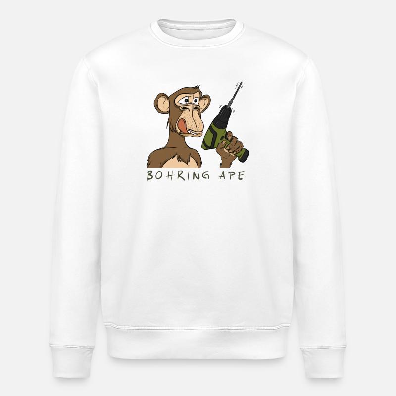BOHRING APE - Stanley/Stella Unisex Bio-Sweatshirt ROLLER - Weiß
