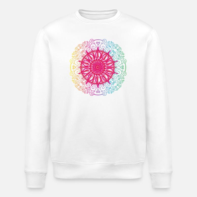 Rainbow Mandala Gradient Circle - Stanley/Stella ROLLER Unisex Organic Sweatshirt - white