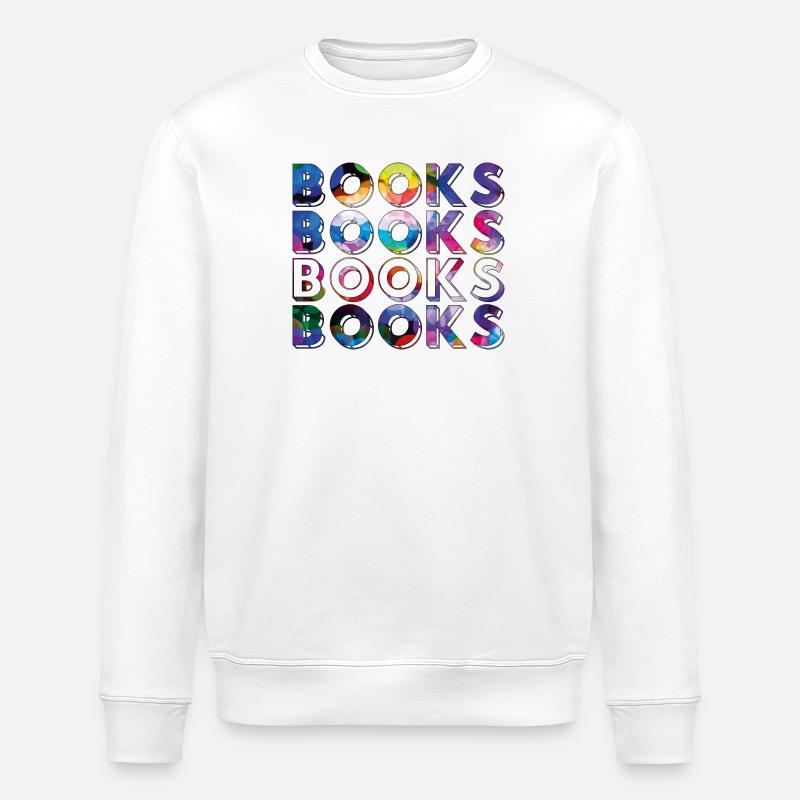 Bücher, Bücher, Bücher, Bücher bunt - Stanley/Stella Unisex Bio-Sweatshirt ROLLER - Weiß