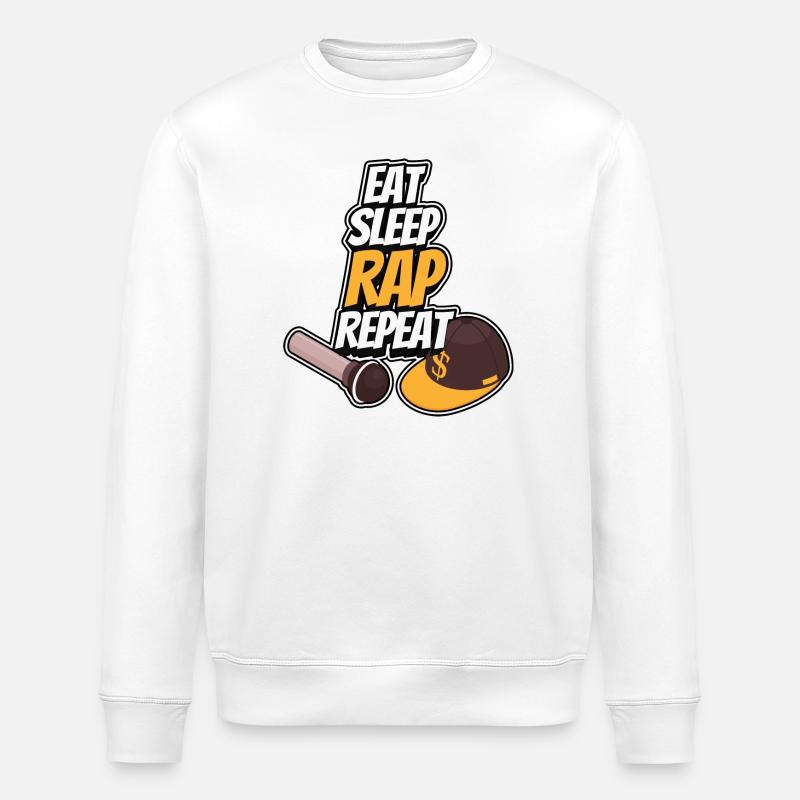 Eating - Sleeping - Rapping - Repeating - Stanley/Stella ROLLER Unisex Organic Sweatshirt - white