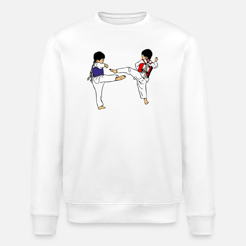 Deux enfants de taekwondo sparring - Sweat bio ROLLER Stanley/Stella Unisexe - blanc