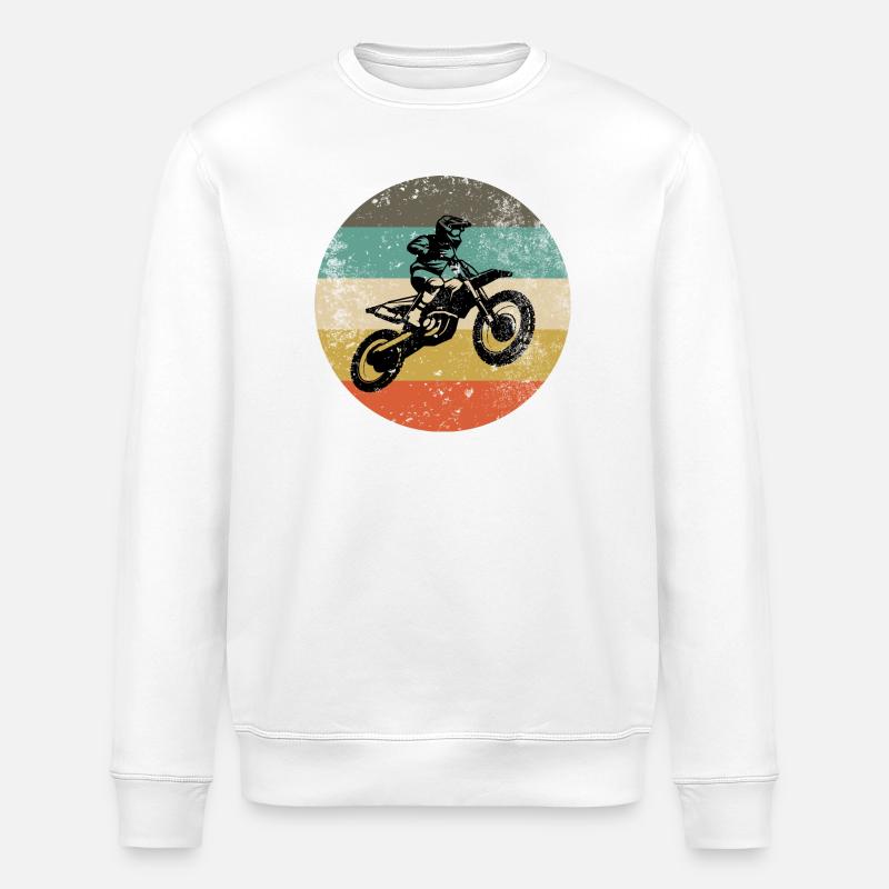 Moto rétro sur cercle rayé - Sweat bio ROLLER Stanley/Stella Unisexe - blanc