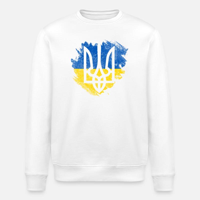Drapeau trident ukrainien Brush - Sweat bio ROLLER Stanley/Stella Unisexe - blanc