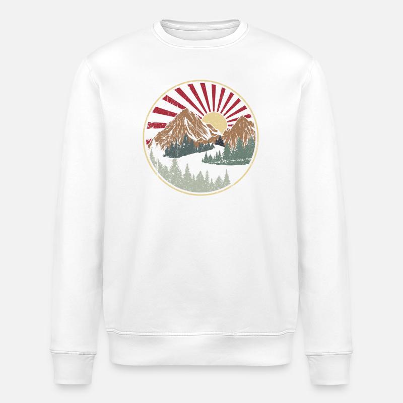 Sonnenaufgangs-Bergkreis-Abzeichen - Stanley/Stella Unisex Bio-Sweatshirt ROLLER - Weiß