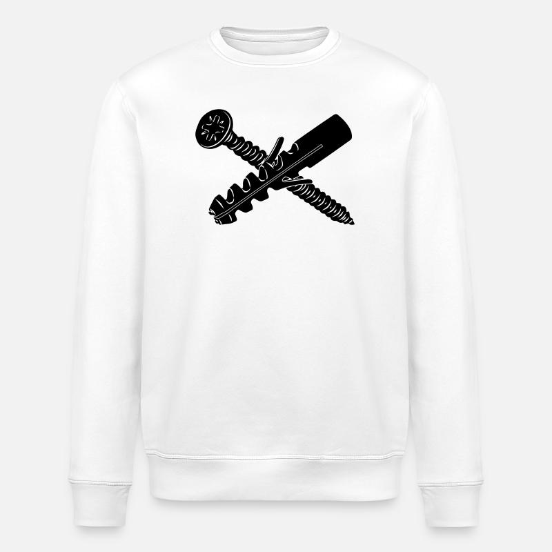 Vis et bouchon pour mur - Sweat bio ROLLER Stanley/Stella Unisexe - blanc