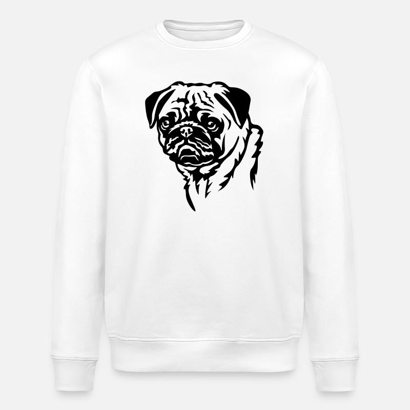 Mops Kopf - Stanley/Stella Unisex Bio-Sweatshirt ROLLER - Weiß