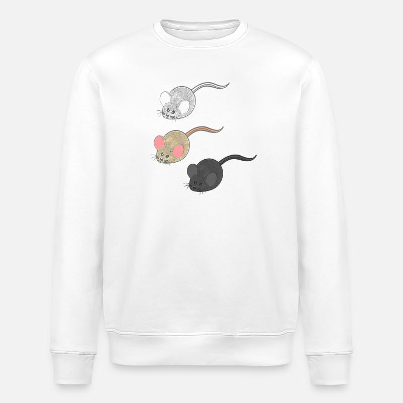 geschenkideen mäuse, Drei Mäuse, Mäuse Fan - Stanley/Stella Unisex Bio-Sweatshirt ROLLER - Weiß
