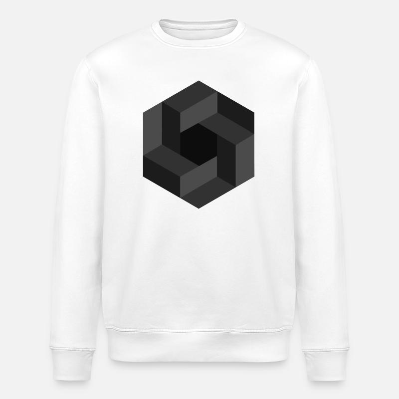 Abstraktes Geometrisches Muster in Graustufen - Stanley/Stella Unisex Bio-Sweatshirt ROLLER - Weiß