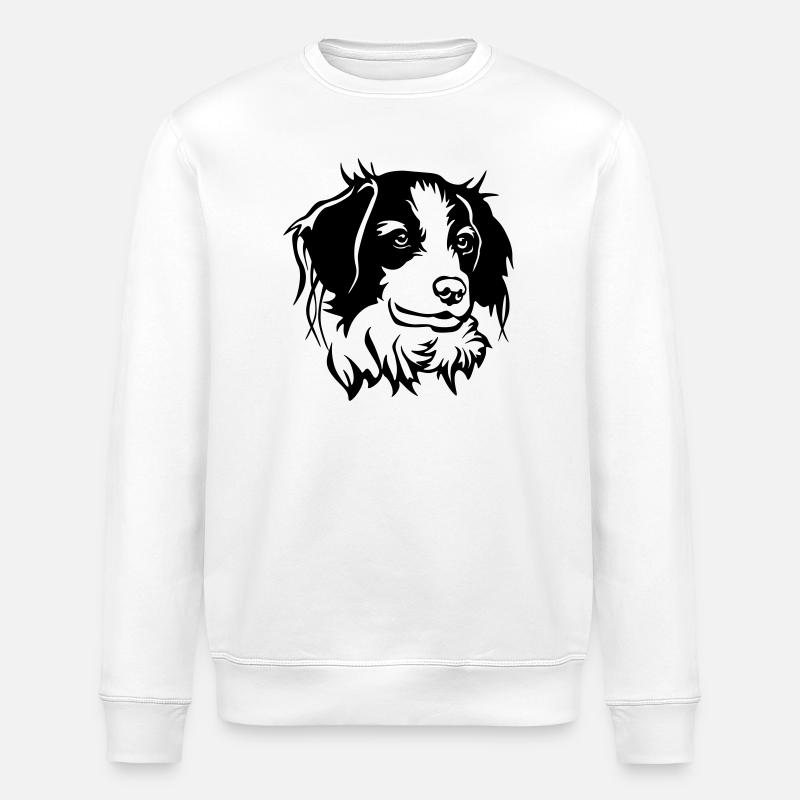 Kooikerhondje head - Stanley/Stella ROLLER Unisex Organic Sweatshirt - white