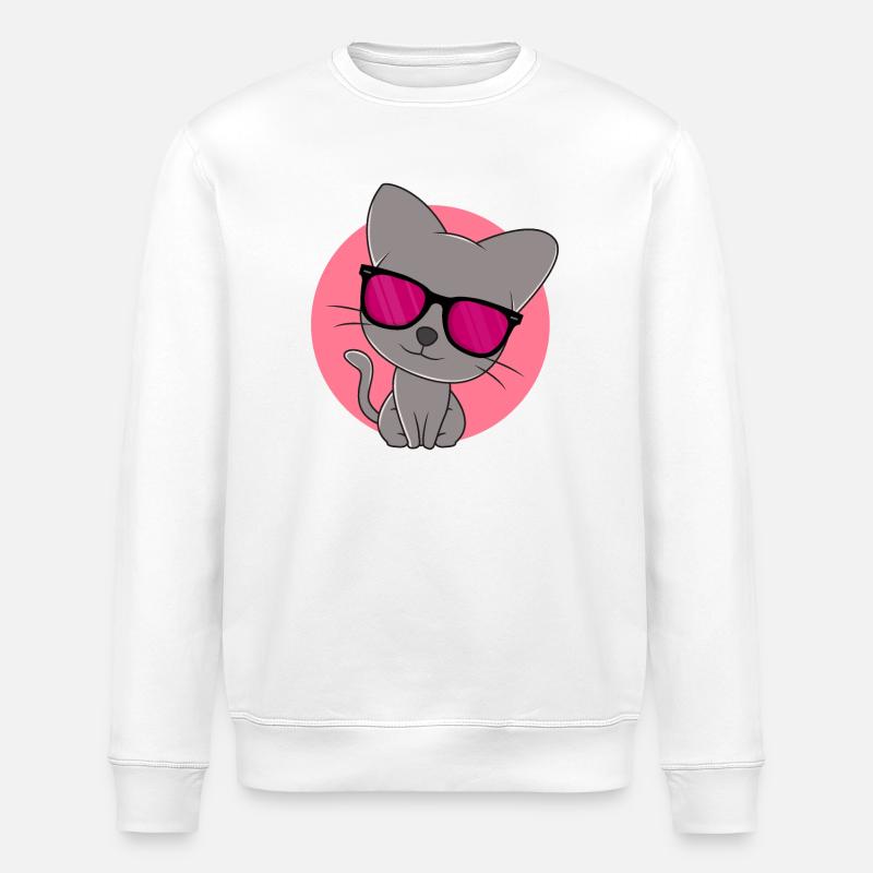 Mignon chaton gris - Sweat bio ROLLER Stanley/Stella Unisexe - blanc
