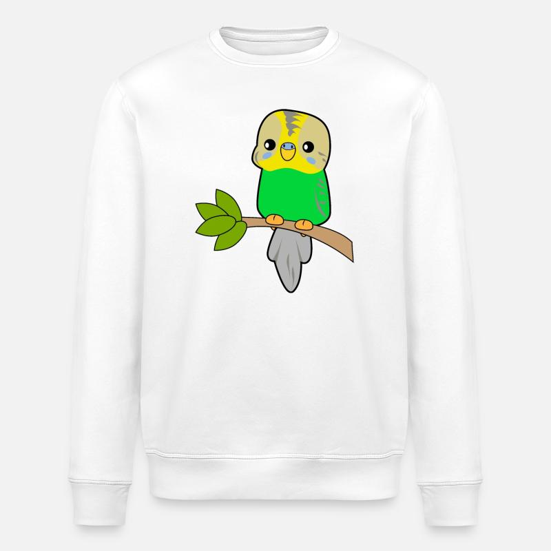 Budgerigar Parrot - Stanley/Stella ROLLER Unisex Organic Sweatshirt - white