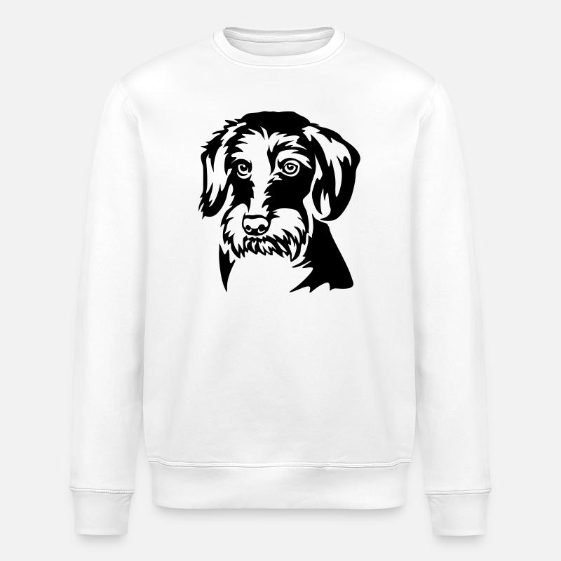 Dachshund Head - Stanley/Stella ROLLER Unisex Organic Sweatshirt - white
