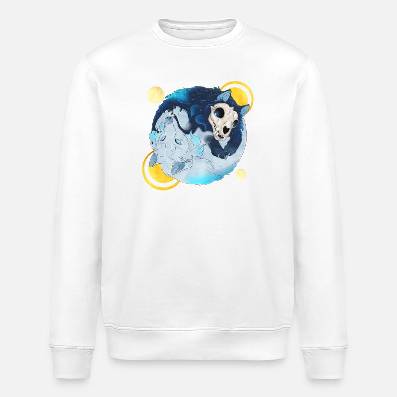 Blå blækånder - Tao Wolves Shadow & Light 2 - Stanley/Stella økologisk unisex-sweatshirt ROLLER - hvid