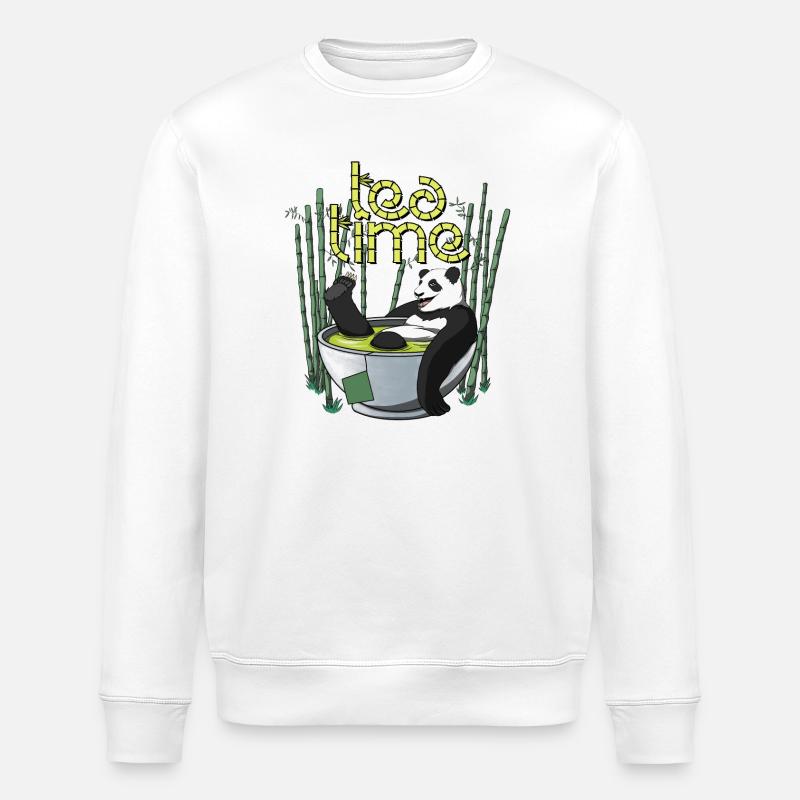 Tea Time - Der Tee-Moment des Pandas - Stanley/Stella Unisex Bio-Sweatshirt ROLLER - Weiß