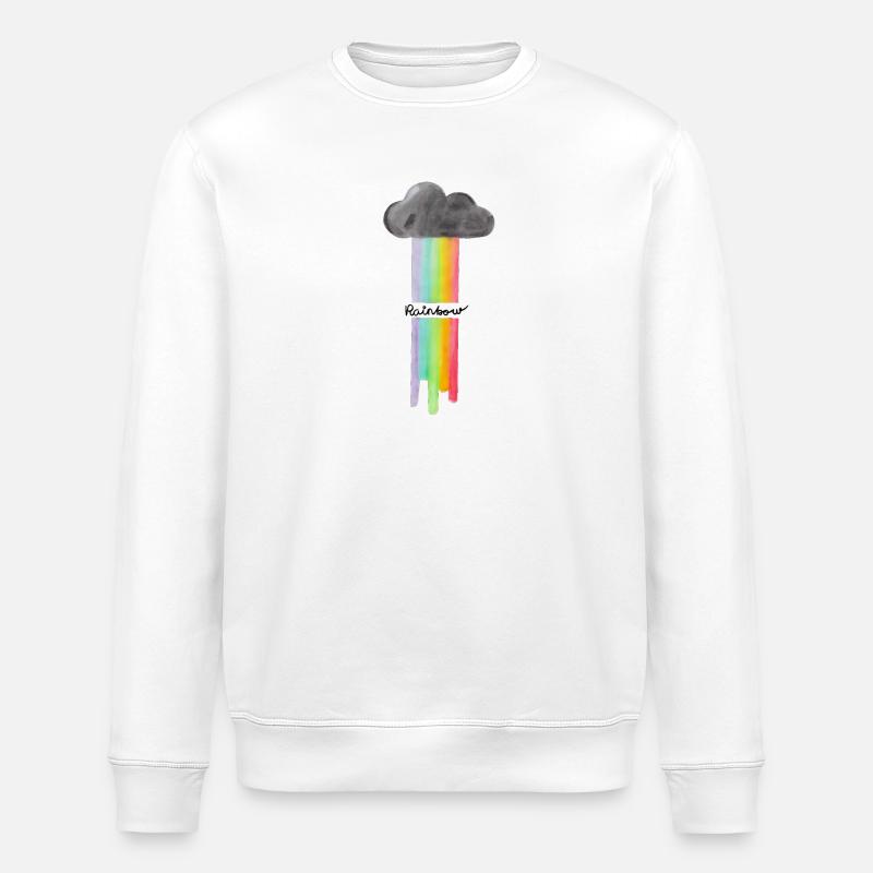 Rainbow Cloud Drops - Stanley/Stella ROLLER Unisex Organic Sweatshirt - white
