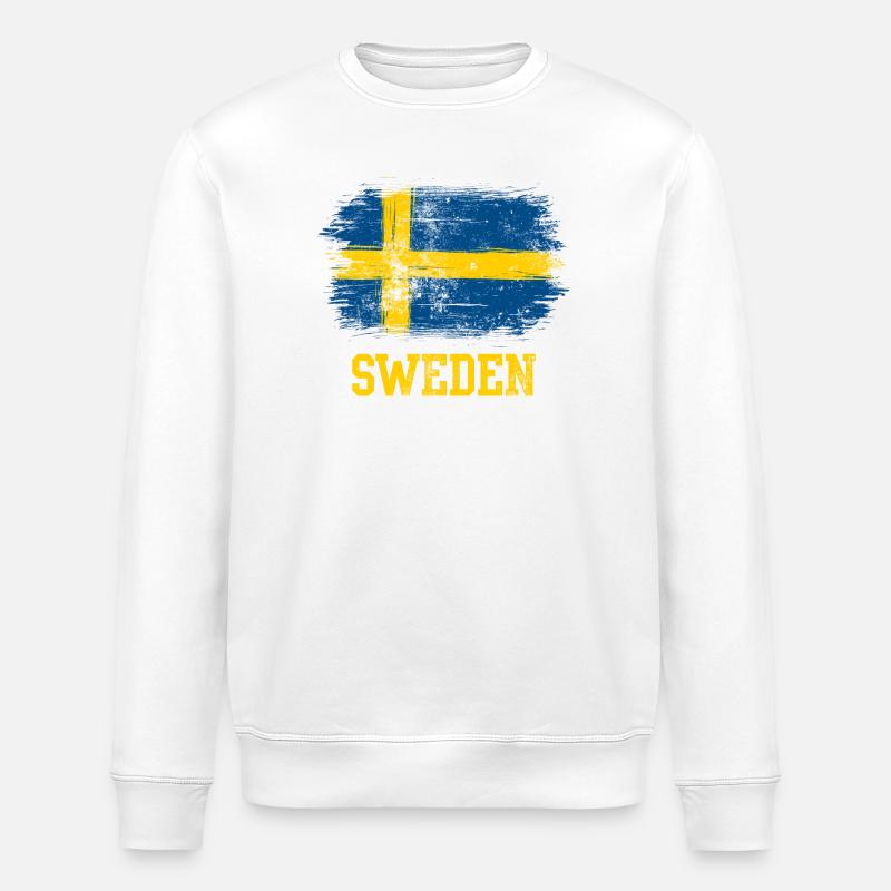 Schweden-Pinselflaggen-Grafik - Stanley/Stella Unisex Bio-Sweatshirt ROLLER - Weiß