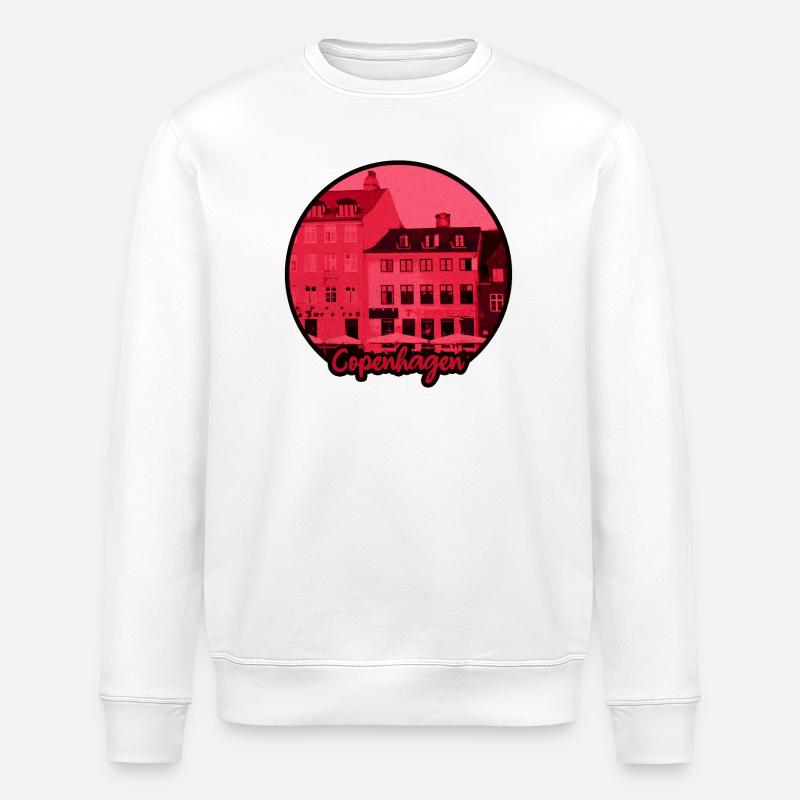 Silhouette de Copenhague en rouge - Sweat bio ROLLER Stanley/Stella Unisexe - blanc