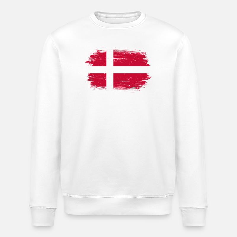 Grunge-Dannebrog-Pinselfahnen-Design - Stanley/Stella Unisex Bio-Sweatshirt ROLLER - Weiß