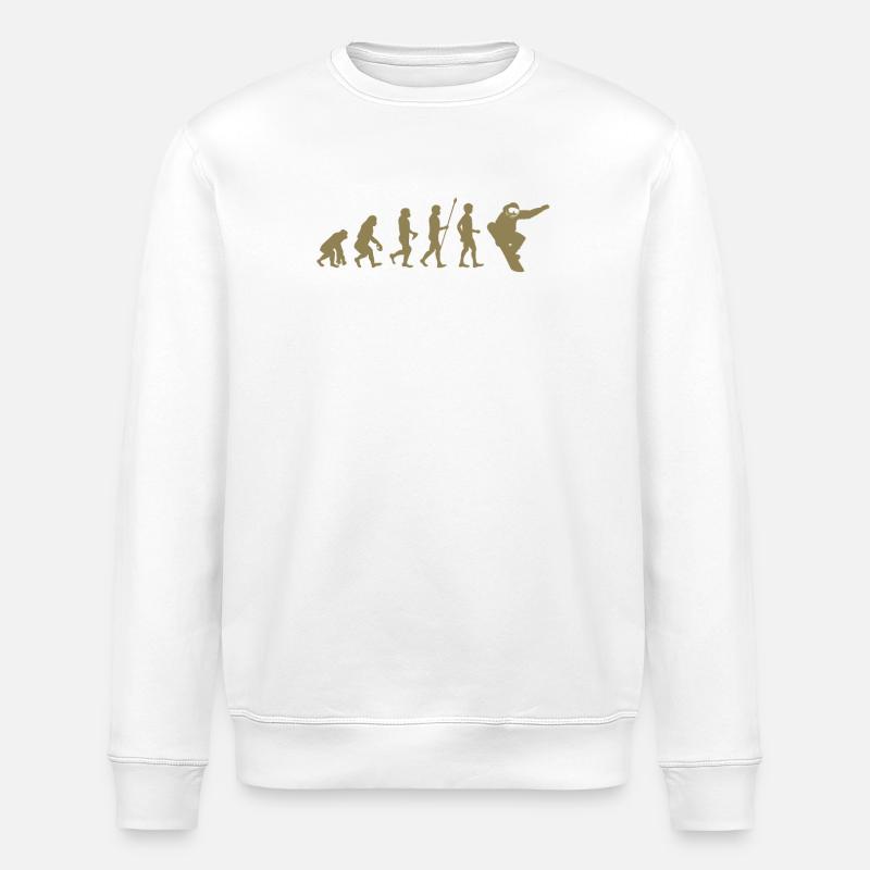 Snowboarder Evolution Gift Idea - Stanley/Stella ROLLER Unisex Organic Sweatshirt - white