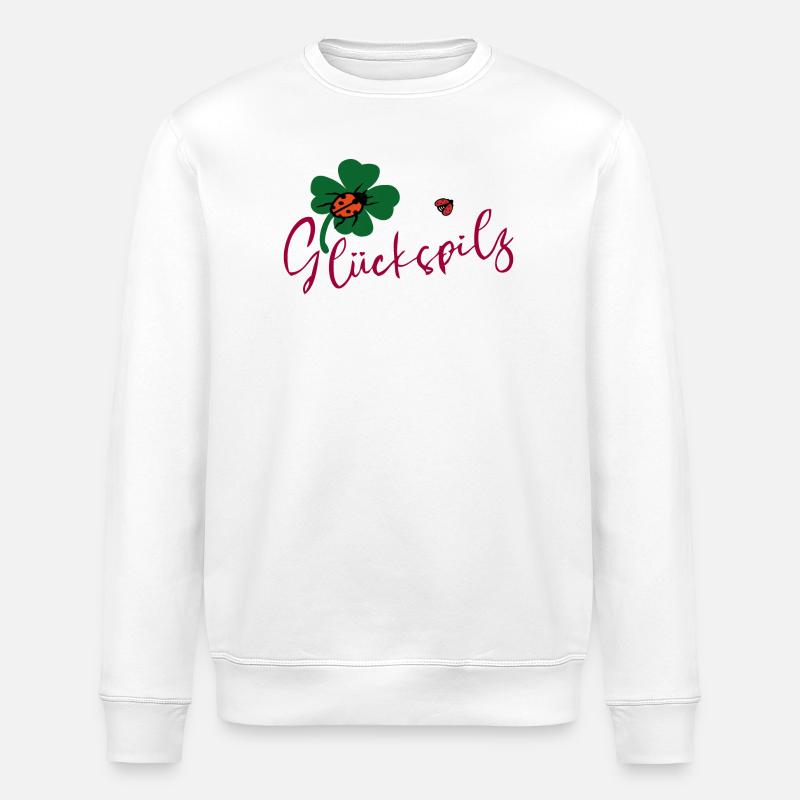 Glückspilz, Kleeblatt, Marienkäfer - Stanley/Stella Unisex Bio-Sweatshirt ROLLER - Weiß