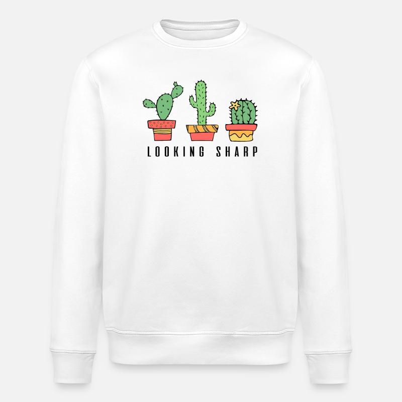 Looking Sharp Cactus Quote - Stanley/Stella ROLLER Unisex Organic Sweatshirt - white