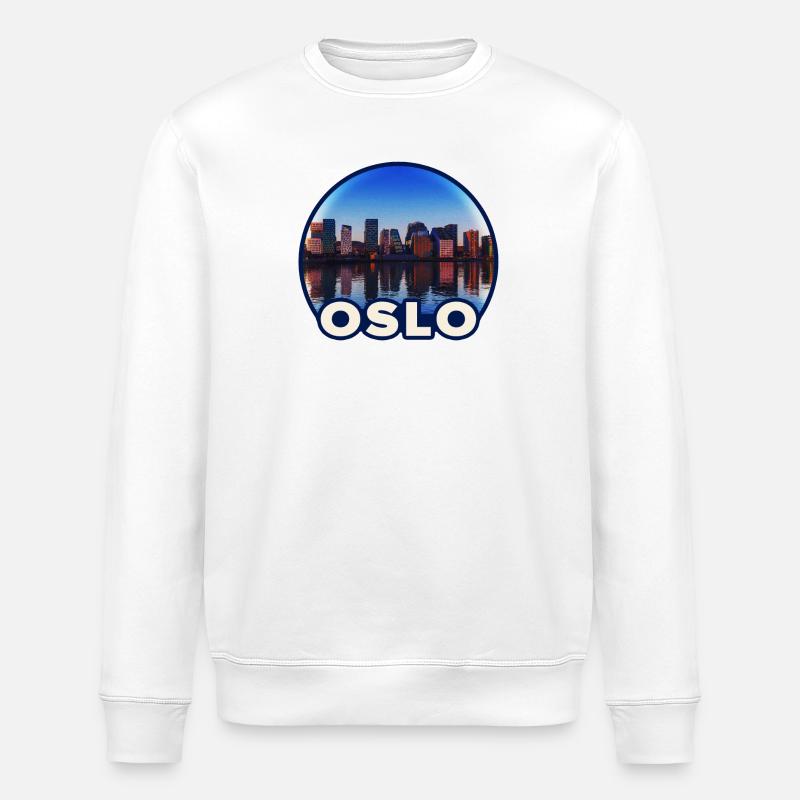 Oslo Skyline Reflektion - Stanley/Stella Unisex Bio-Sweatshirt ROLLER - Weiß