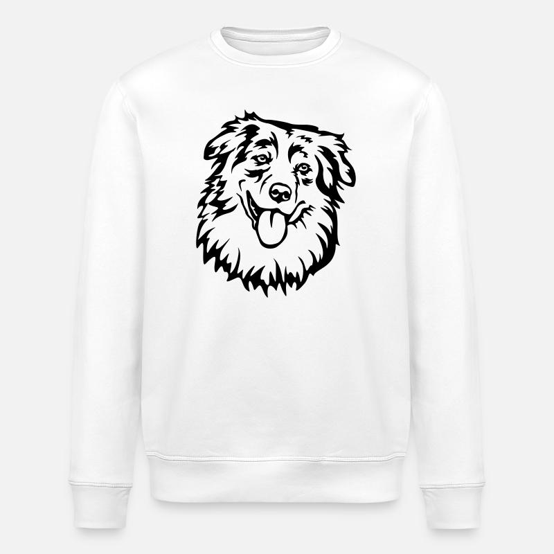 Australian Shepherd Head - Stanley/Stella ROLLER Unisex Organic Sweatshirt - white
