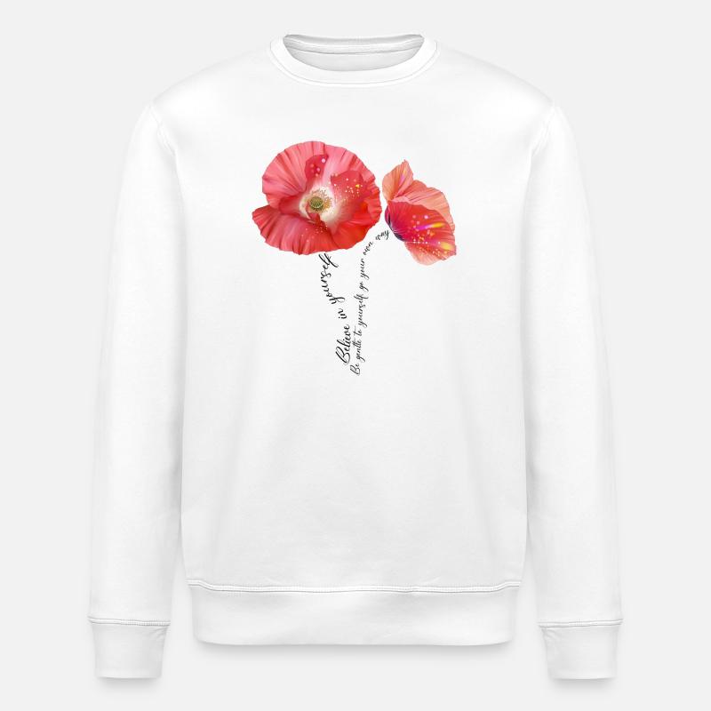 Mohnblumen Mohn Poppy - Stanley/Stella Unisex Bio-Sweatshirt ROLLER - Weiß