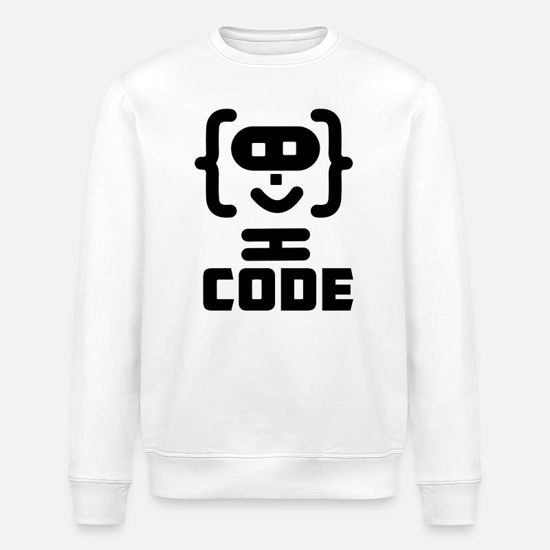 Hacker-Programmierer-Code-Logo mit Text CODE - Stanley/Stella Unisex Bio-Sweatshirt ROLLER - Weiß