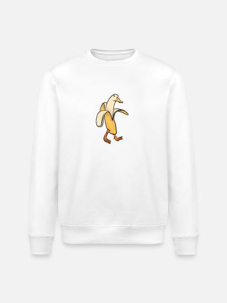 Ganso fotos divertidas ganso mi humor ganso plátano - Sudadera ecológica unisex ROLLER de Stanley/Stella - blanco