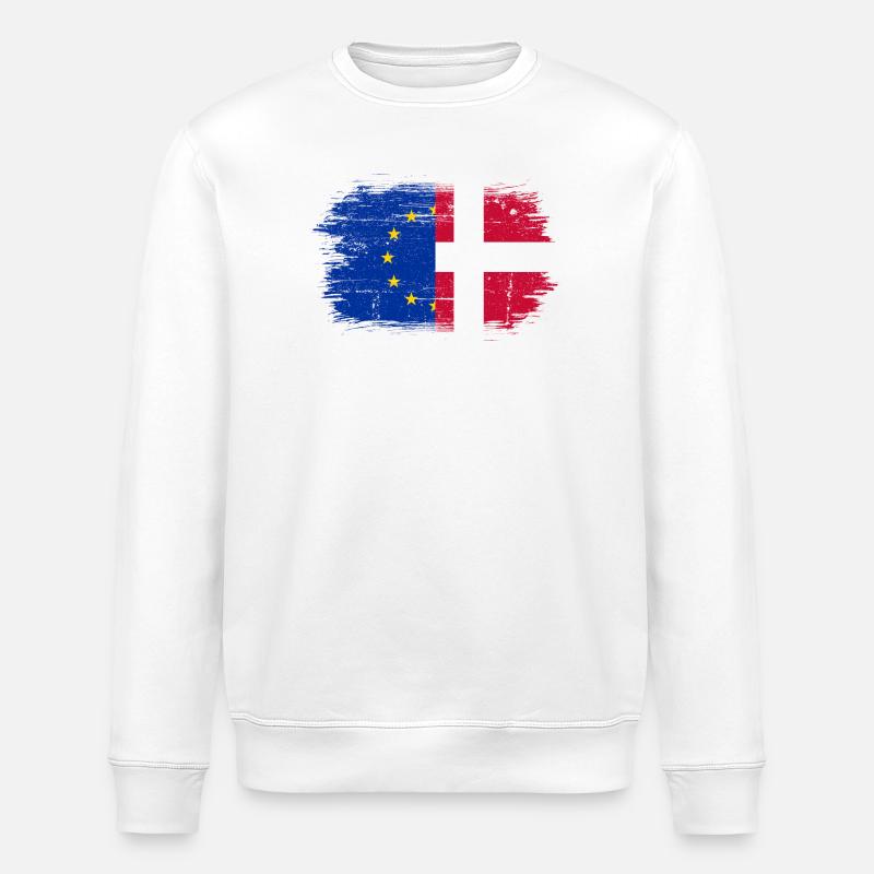 EU Dänemark Flagge Fusion - Stanley/Stella Unisex Bio-Sweatshirt ROLLER - Weiß