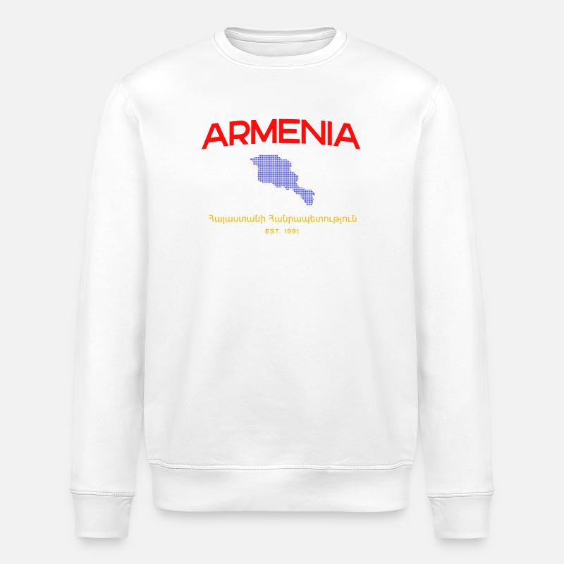 Armenia Map Script Emblem - Stanley/Stella ROLLER Unisex Organic Sweatshirt - white