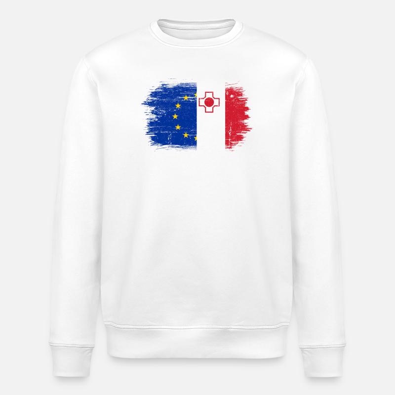 EU Japan Flagge Fusion Kreuz - Stanley/Stella Unisex Bio-Sweatshirt ROLLER - Weiß