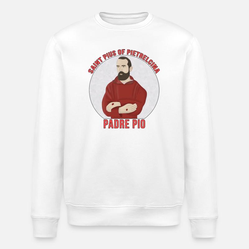 Saint Pie de Pietrelcina Padre Pio - Sweat bio ROLLER Stanley/Stella Unisexe - blanc