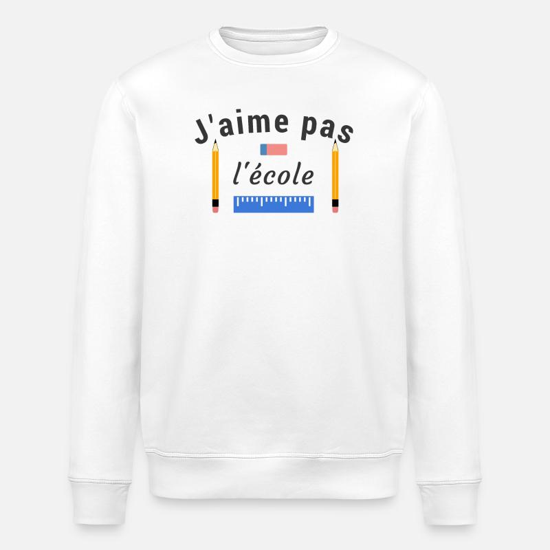 J'aime pas l'école - Sweat bio ROLLER Stanley/Stella Unisexe - blanc