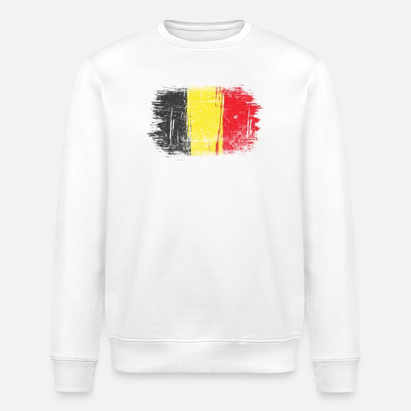 Pinselstrich Belgische Flagge - Stanley/Stella Unisex Bio-Sweatshirt ROLLER - Weiß