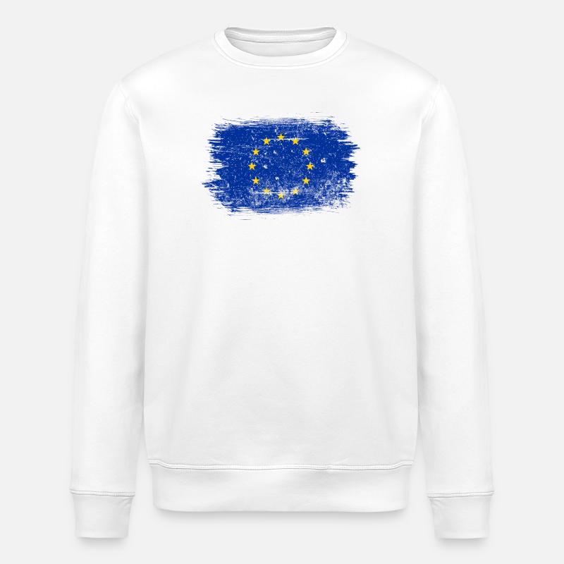 Pinselstrich EU-Kreisflagge - Stanley/Stella Unisex Bio-Sweatshirt ROLLER - Weiß