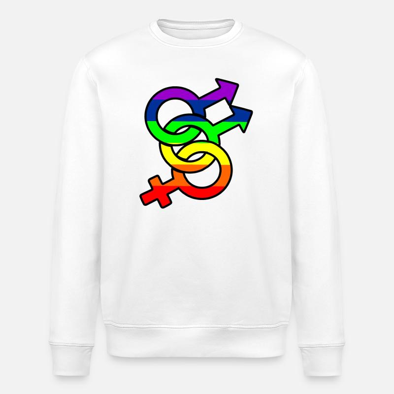 Gender bisexual 1 logo with rainbow - Stanley/Stella ROLLER Unisex Organic Sweatshirt - white