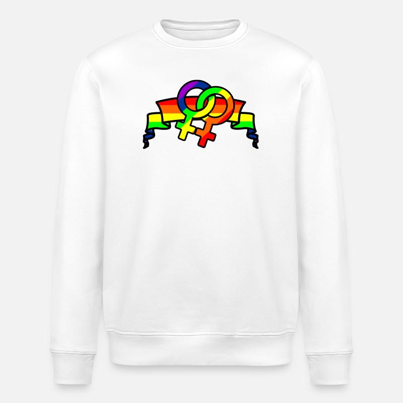 Regenbogen lesbies stolzes Logo - Stanley/Stella Unisex Bio-Sweatshirt ROLLER - Weiß