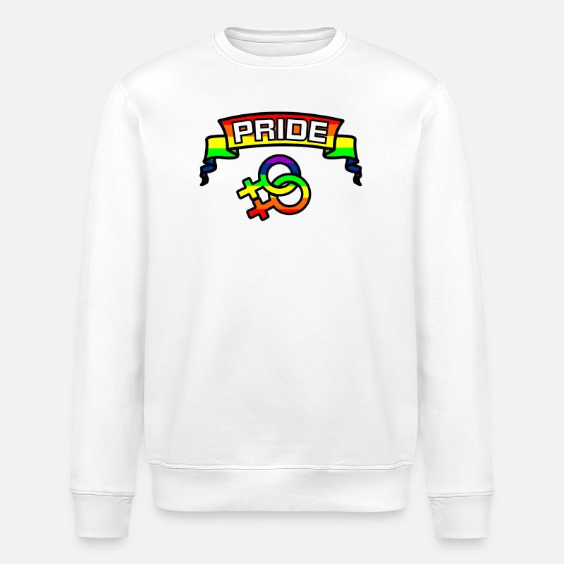 Rainbow lesbies proud logo 2 - Stanley/Stella ROLLER Unisex Organic Sweatshirt - white