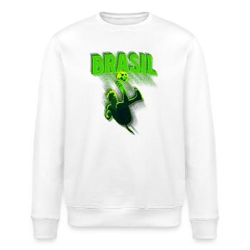 Brasil Neon Fußballkick - Stanley/Stella Unisex Bio-Sweatshirt ROLLER - Weiß - Vorne - Nik (191cm)
