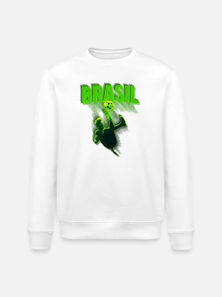 Brasil Neon Soccer Kick - Stanley/Stella ROLLER Unisex Organic Sweatshirt - white