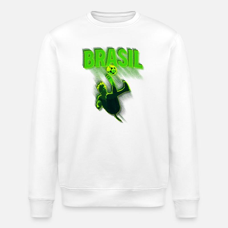 Brasil Neon Soccer Kick - Stanley/Stella ROLLER Unisex Organic Sweatshirt - white