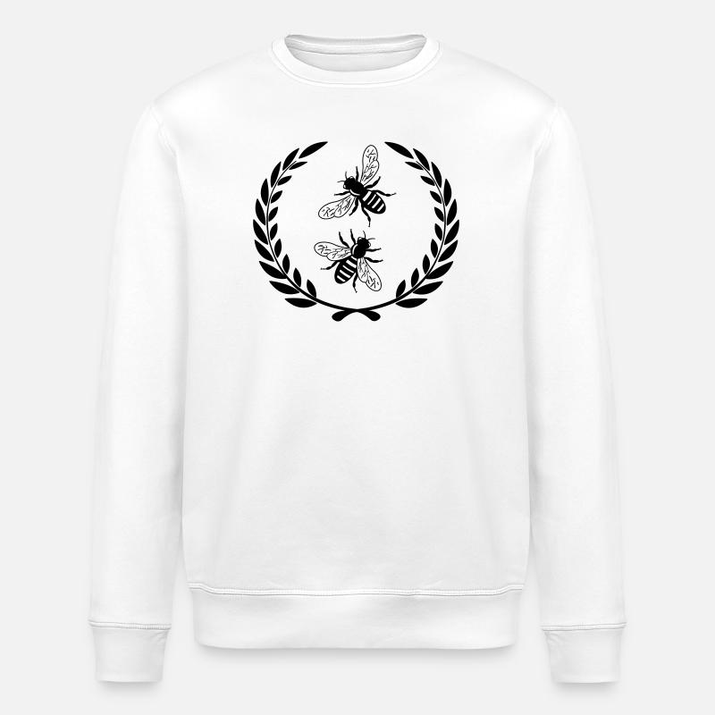 Bees in laurel wreath - Stanley/Stella ROLLER Unisex Organic Sweatshirt - white