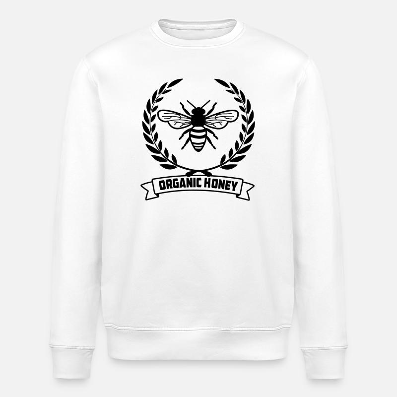 Bees in laurel wreath - Stanley/Stella ROLLER Unisex Organic Sweatshirt - white